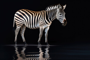 Zebra with its iconic black and white stripes. Magnificent creature roams freely in natural habitat.