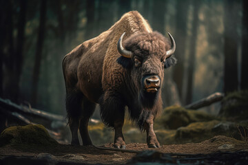 Bison gracefully navigates its natural habitat