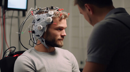 Psychologists experiment with a neural helmet to capture brain waves and cure brain diseases.