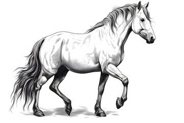 Black and white horse posing ilustration