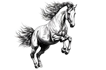 Jumping wild horse illustration