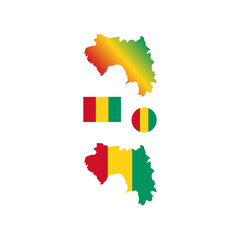 Fototapeta premium Guniea national map and flag vectors set....