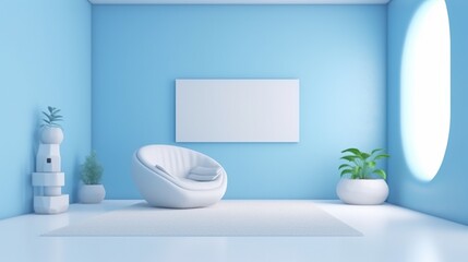 Naklejka na ściany i meble poster frame mockup in scandinavian style living room interior. Generative AI