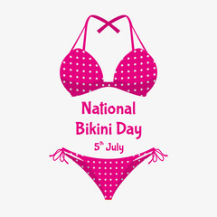 Vector illustration for national bikini day. underwear women cartoon flat design isolated on white background