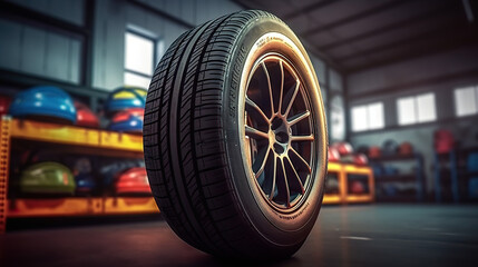 Car Tire Repair Detailed and Realistic Depiction of Automotive Service in Garage. created with Generative AI