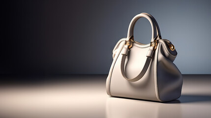Elegantly Chic Beautiful Trendy Smooth Gray Women's Handbag on Studio Background. created with Generative AI