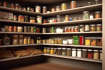 A Comprehensive Illustration of Food Storage and Organization. created with Generative AI