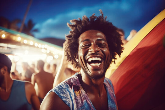 Traveler afro man Laughing on a party