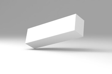 Realistic long horisontal paper box packaging mockup for tea advertising without design cover on a transparent background.