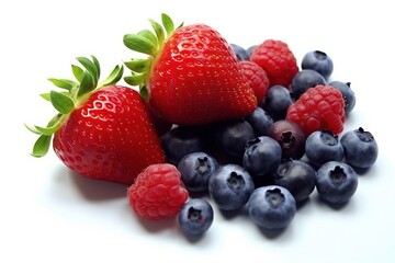 Fototapeta na wymiar strawberries and blueberries. Generative AI