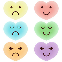 いろいろな表情のハート