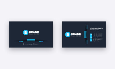 Professional business card design template. Blue creative business card design layout.
