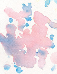 Watercolor background. In pink and blue colors