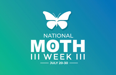 National Moth Week background, banner, poster and card design template celebrated in july.