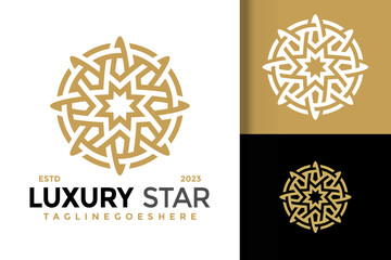Luxury star geometric logo vector icon illustration