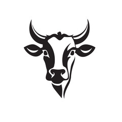 Cow vector illustration, logo style	