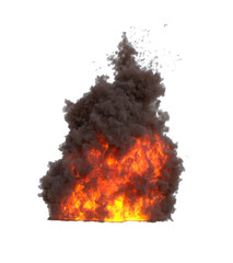 Explosion with flames and smoke, png, isolated background - 614428175