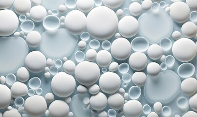  a lot of bubbles floating in the air on a blue background with a white circle in the middle of the photo and a white circle in the middle of the photo.  generative ai