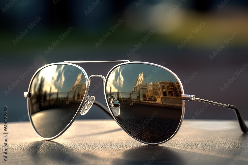 Poster aviator sunglasses. Generated by AI.