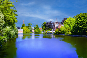 Fototapeta na wymiar view of the river in the city, Brugge Belgium