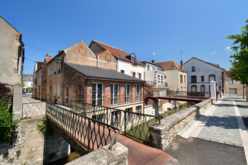 France, Montargis. Cityscape with a canal. May 29, 2023.
