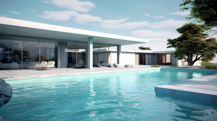 Fototapeta premium A house with a swimming pool