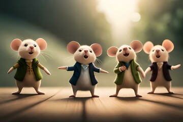 Group of mouse dancing illustration using generative ai