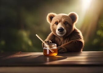 Portrait of Bear eating honey using generative ai