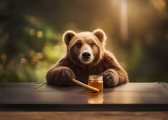 Bear eating honey by generative ai