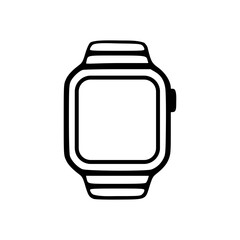 Smartwatch hand watch flat icon no screen black outlines vector illustration