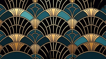 Background, Art deco pattern with circle shape (Ai generated)