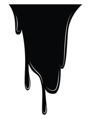 Paint dripping liquid. Flowing oil stain. Set of black drips. Abstract flow stencil, current ink streak or fluid smudge. Vector illustration on white background