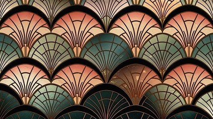 Fototapeta premium Background, Art deco pattern with scallop shape (Ai generated)