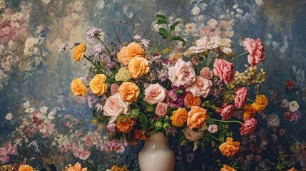 Background with flower watercolor vintage (Ai generated)