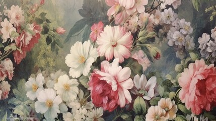 Background with flower watercolor vintage (Ai generated)
