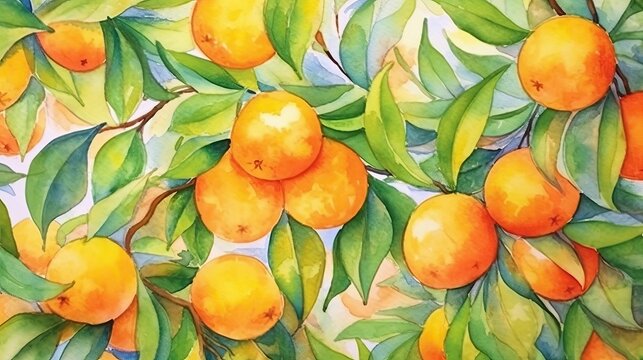 Orange watercolor vintage background (Ai generated)