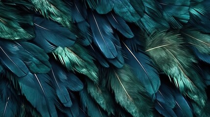 Feather, Beautiful dark green viridian vintage color (Ai generated)
