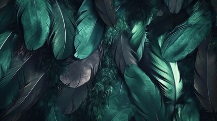 Feather, Beautiful dark green viridian vintage color (Ai generated)
