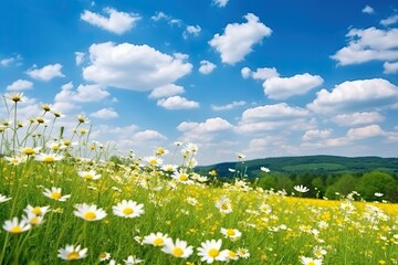 Beautiful spring landscape with meadow (Ai generated)
