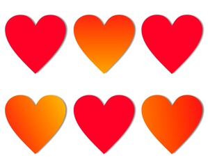 red gradient heart isolated on white background.