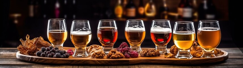 Beer flight with different types of beer (Ai generated)