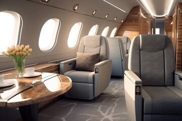Business class travel concept, luxury private jet (Ai generated)