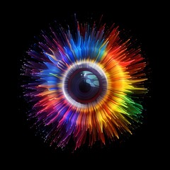Human bright rainbow iris eye. Generative AI