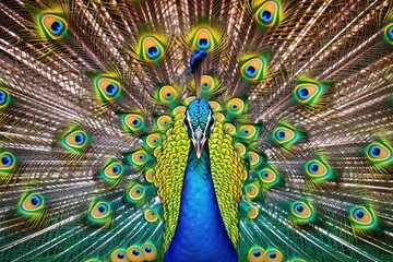 Obraz premium Peacock spreading its feather (Ai generated)