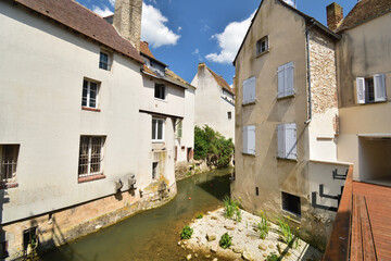 France, Montargis. Cityscape with a canal. May 29, 2023.