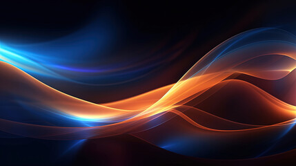 Abstract background with bright blue and orange lights