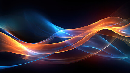 Fototapeta premium Abstract background with bright blue and orange lights