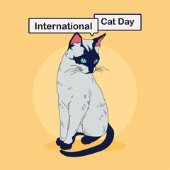international cat day illustration with Hand drawn cat