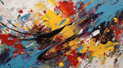 Fototapeta na wymiar Abstract energetic, expressive splashes and drips of paint