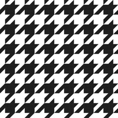 Linen textured hounds tooth black and white seamless vector pattern, endless repeating background